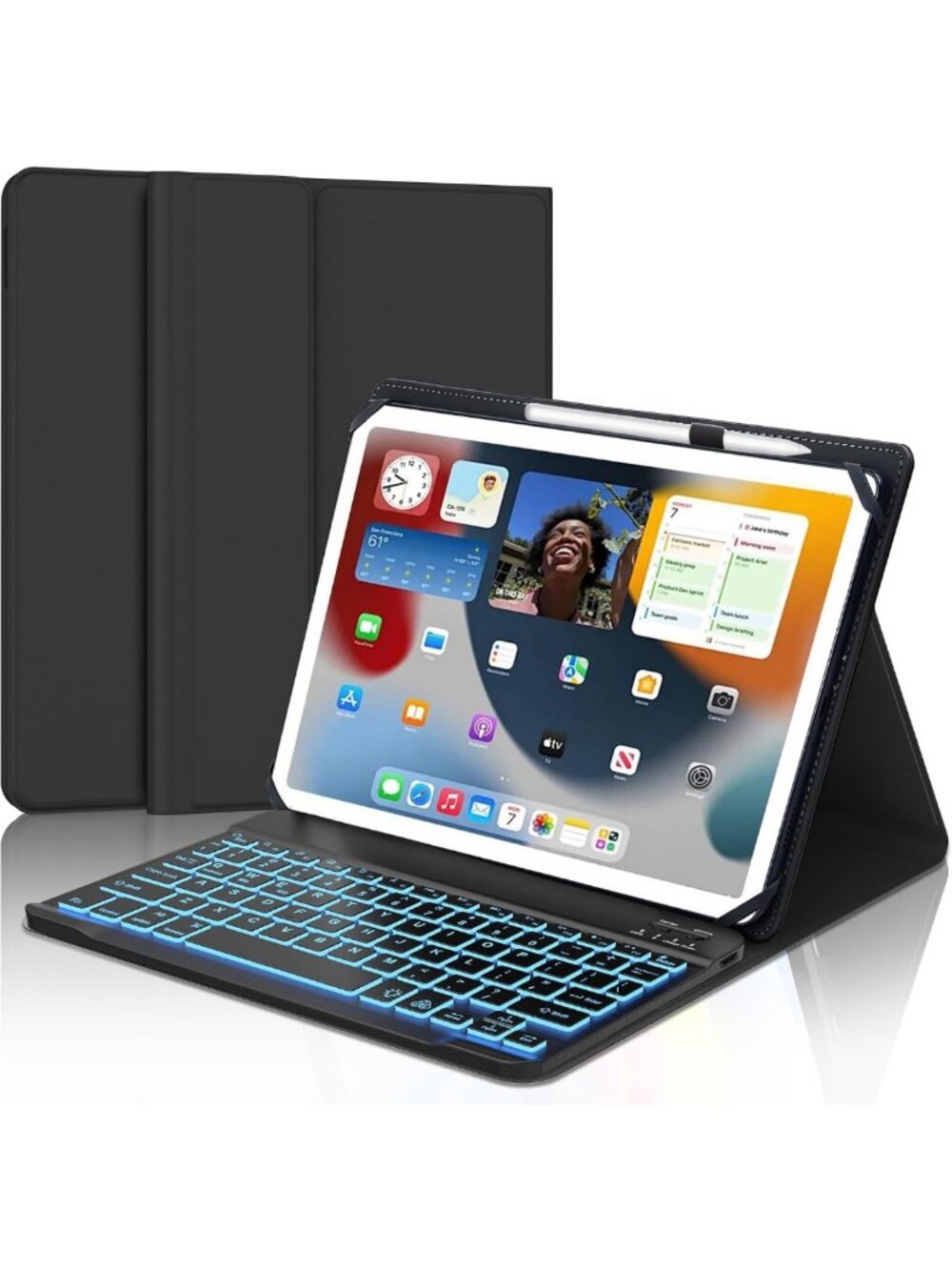 Universal Backlit Tablet Keyboard Case for 9-11” Tablets, Wireless Folio Cover
